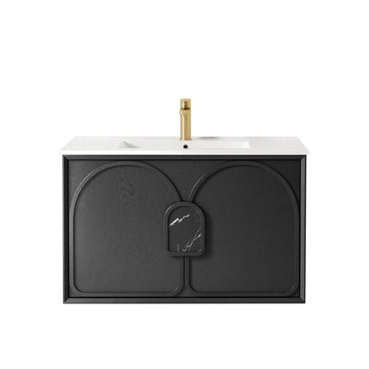 Laguna Mk II 900mm Black Oak Wall Hung Cabinet Only