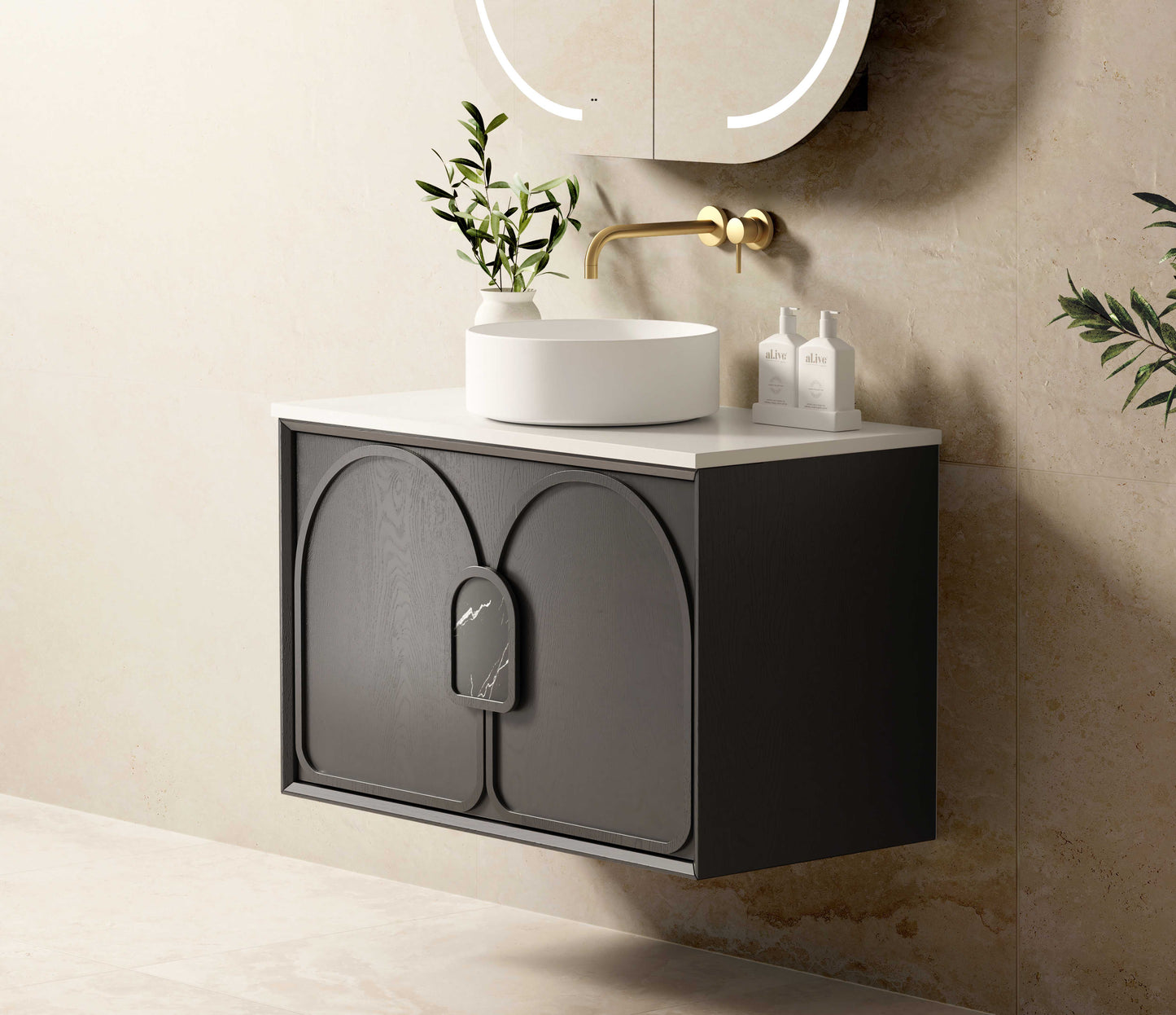 Laguna Mk II 900mm Black Oak Wall Hung Cabinet Only