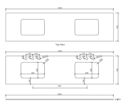 Laguna Mk II 1800mm Black Oak Wall Hung Cabinet Only