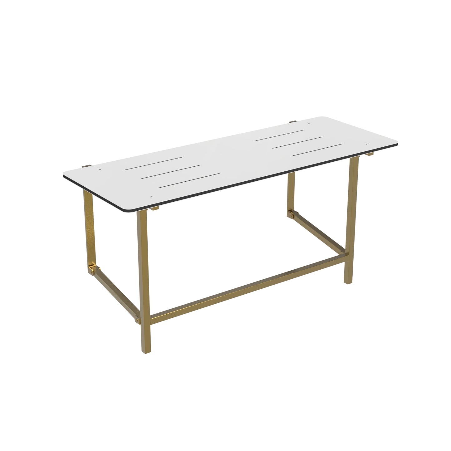 960mm W  Surface Mounted Shower Seat with Legs to Floor - 960mm W x 390mm D - PVD Brushed Brass