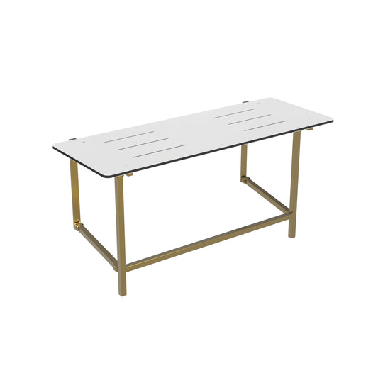 960mm W  Surface Mounted Shower Seat with Legs to Floor - 960mm W x 390mm D - PVD Brushed Brass
