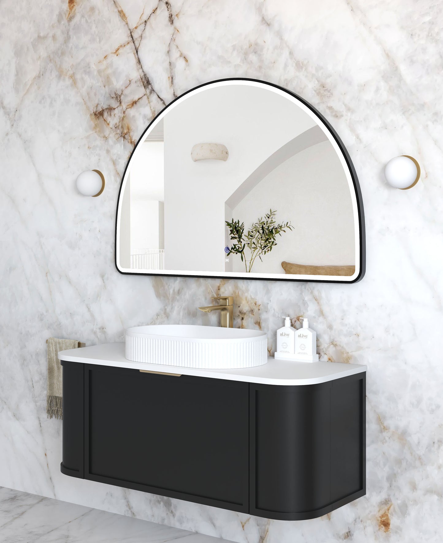 LED Moonlight Archie 800x1200 Black Metal Frame Mirror