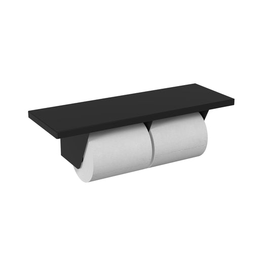 406mm W  Surface Mounted Toilet Tissue Dispenser with Single Shelf - 406mm W x 100mm H x 152mm D - Matte Black