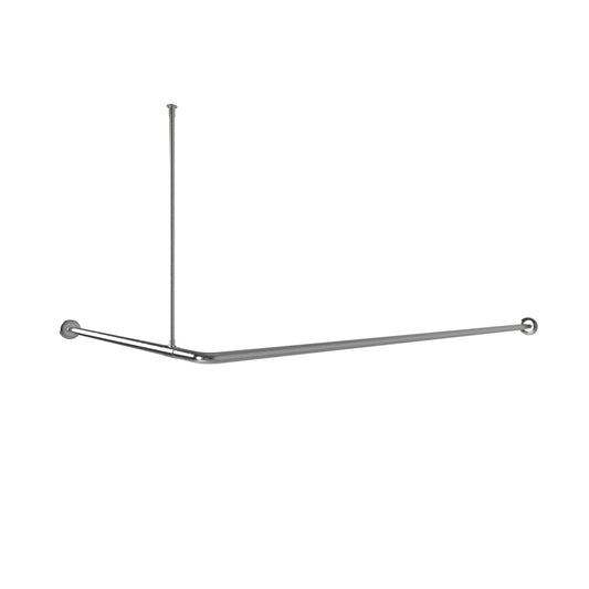 1100mm Surface Mounted 25mm Corner Shower Curtain Rail Concealed Fix - 1100 x 1600 x 600 - Satin