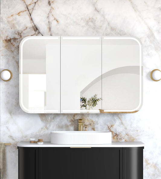 LED Newport 1200x750 Black Oak Shaving Cabinet - Premium Edition