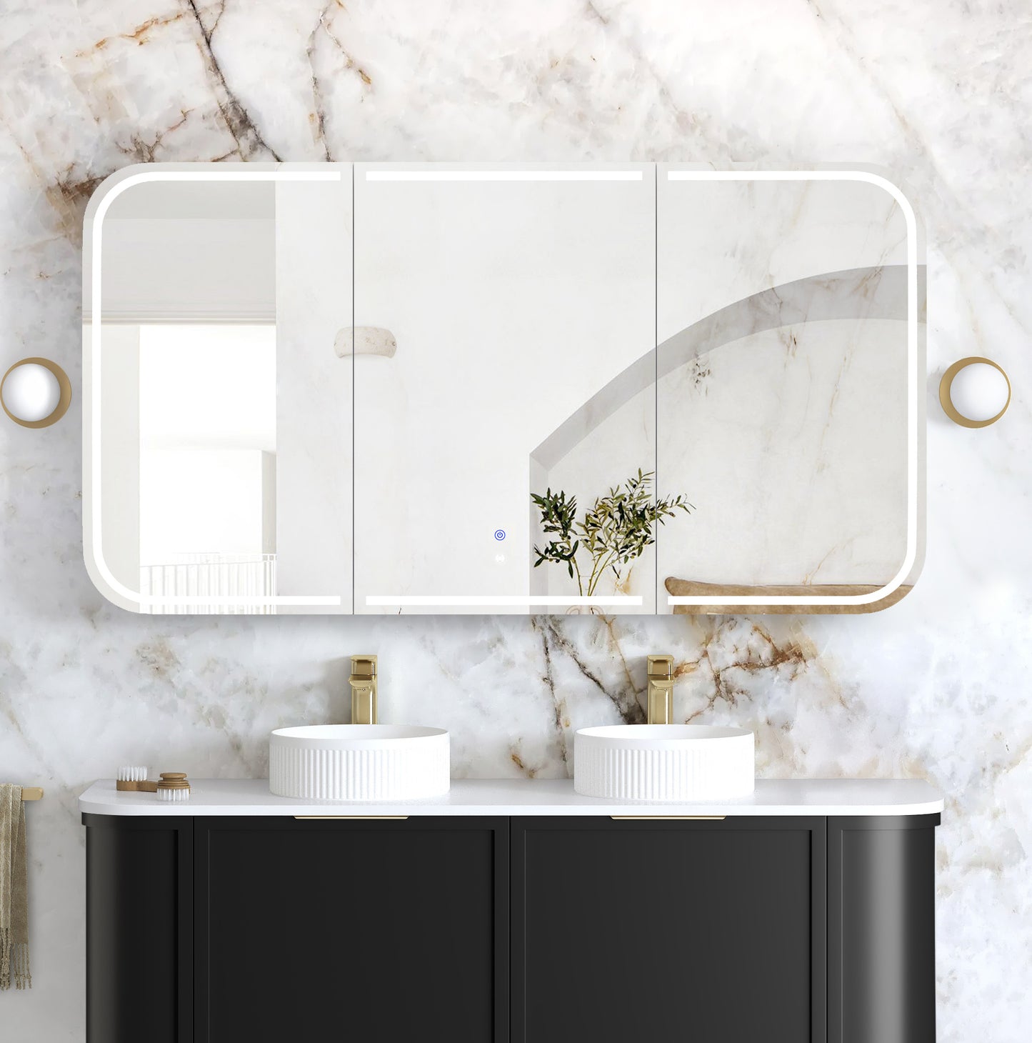 LED Newport 1500x750 Black Oak Shaving Cabinet - Premium Edition