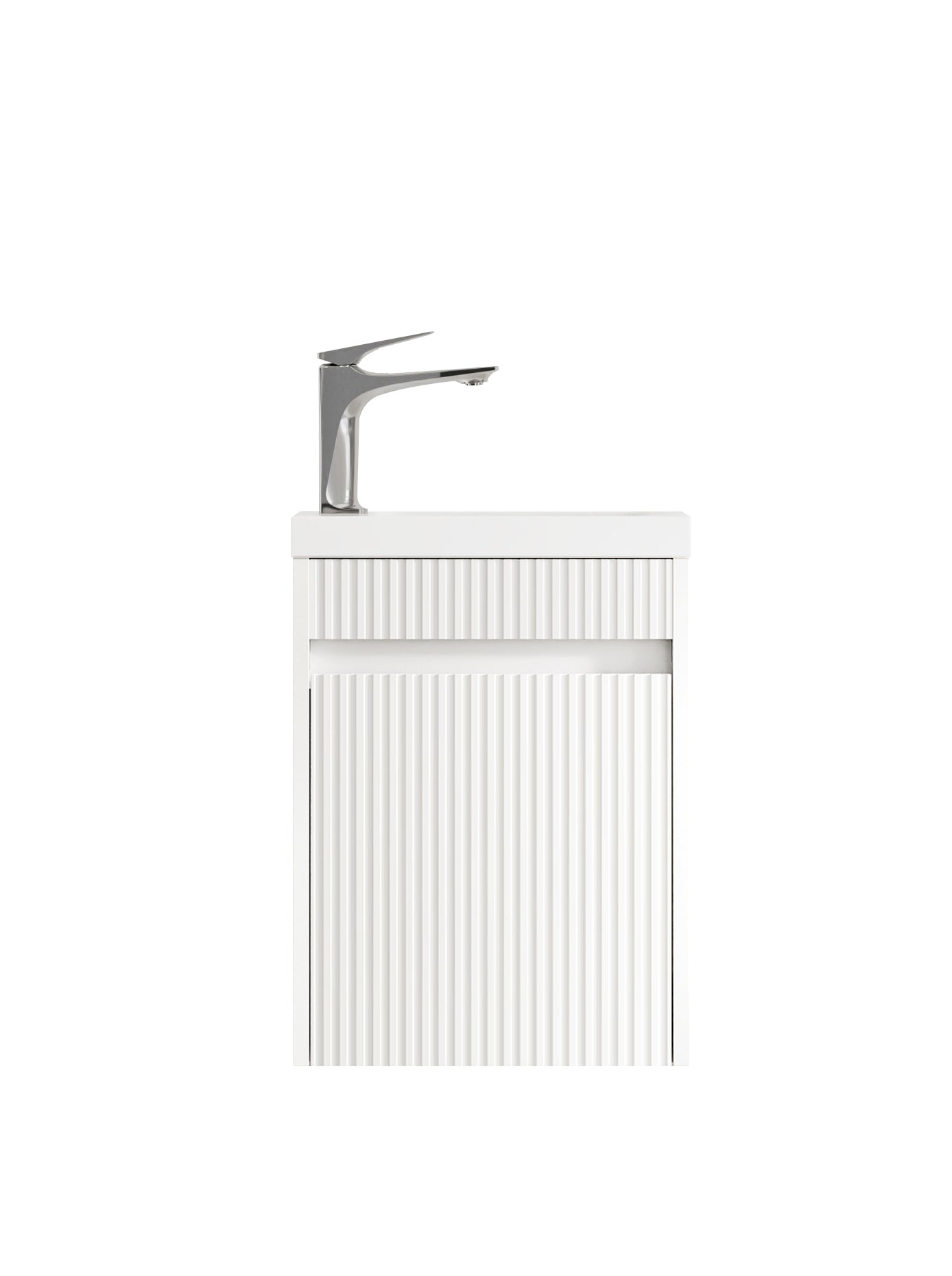 Mini Ensuite Vanity 400mm Matte White Fluted Vanity (with Basin)