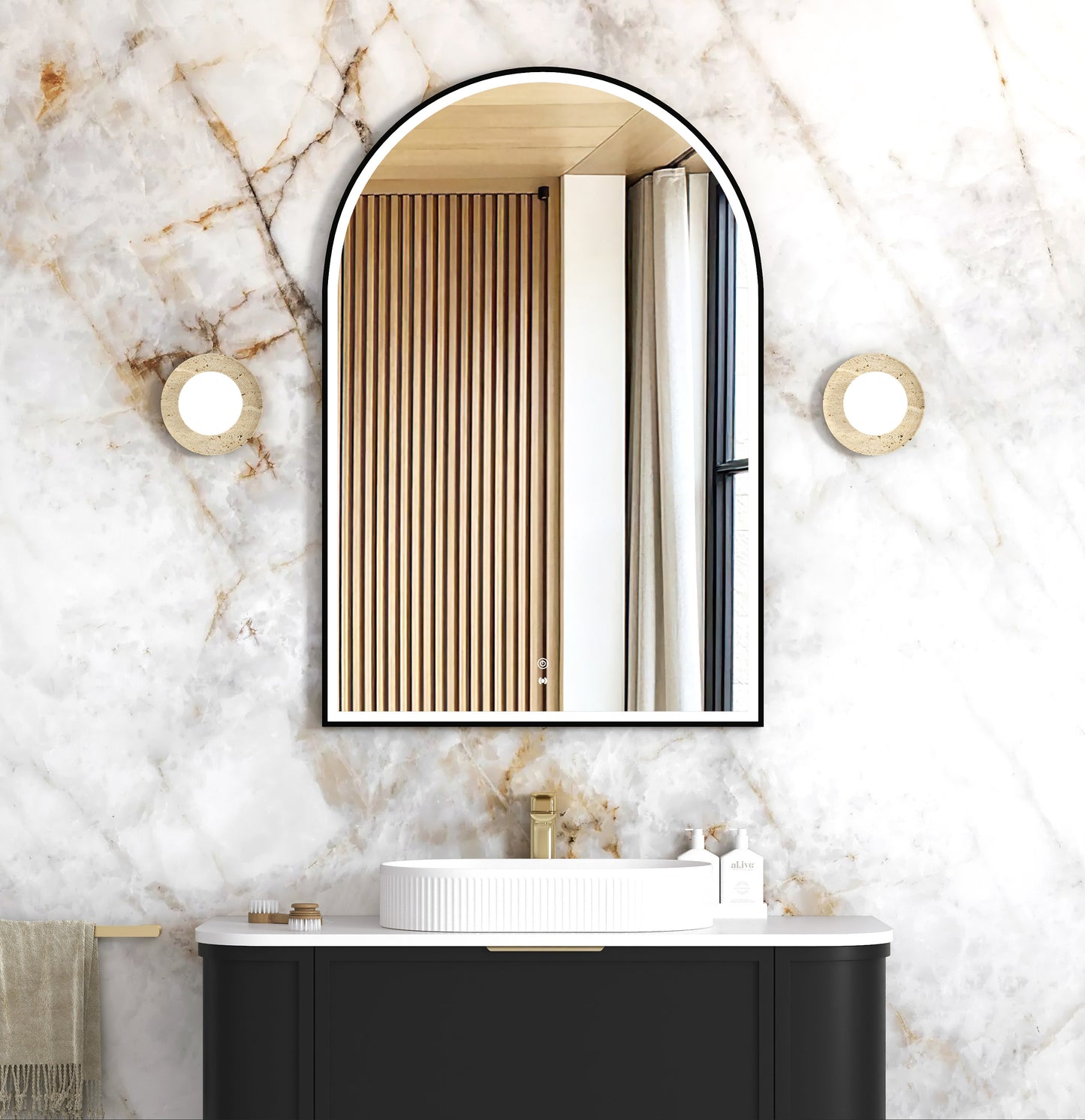 LED Archie 1200x800 Black Metal Frame Mirror