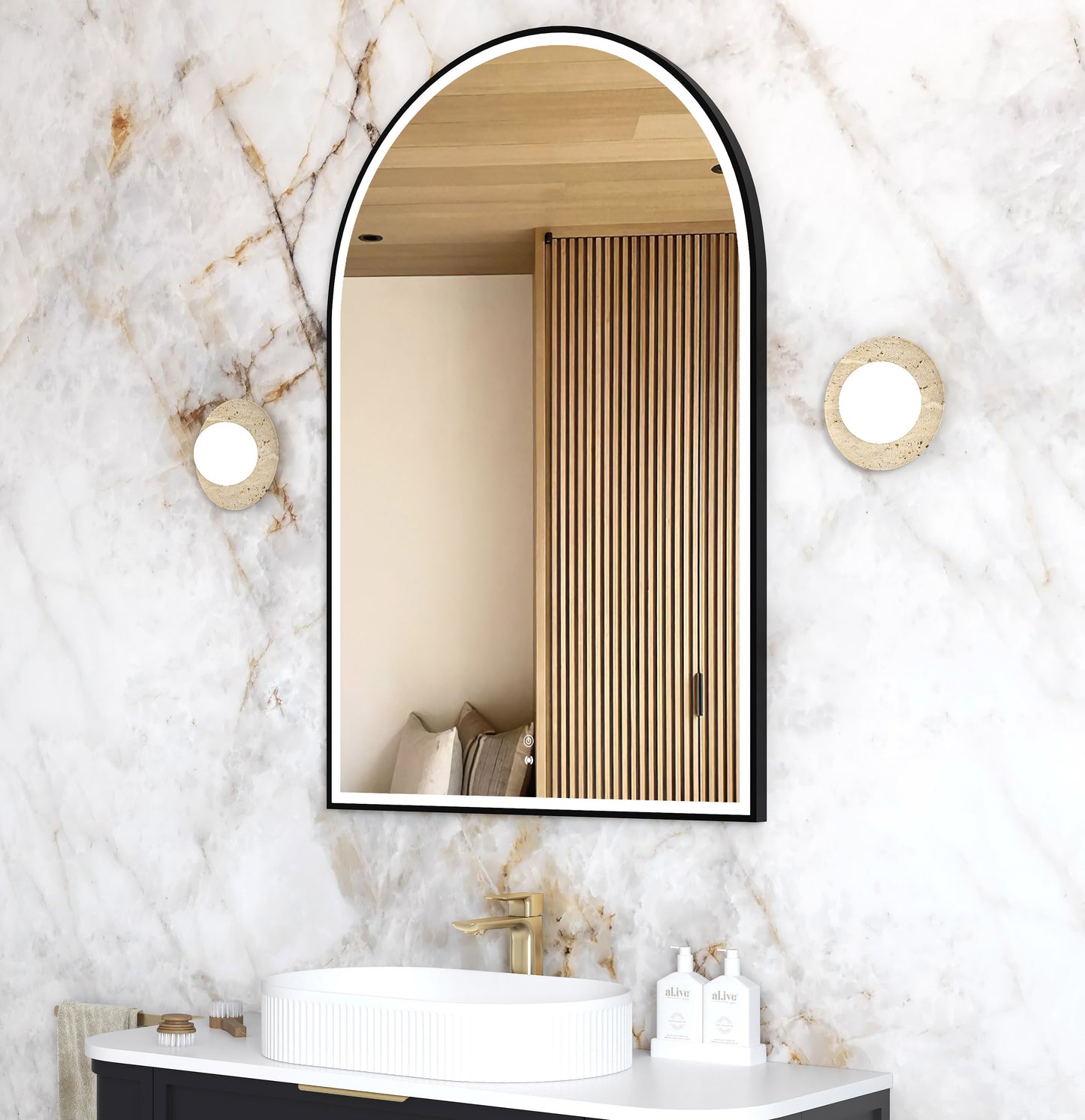 LED Archie 1200x800 Black Metal Frame Mirror