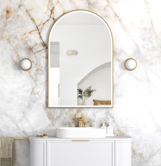 LED Archie 1200x800 Gold Metal Frame Mirror