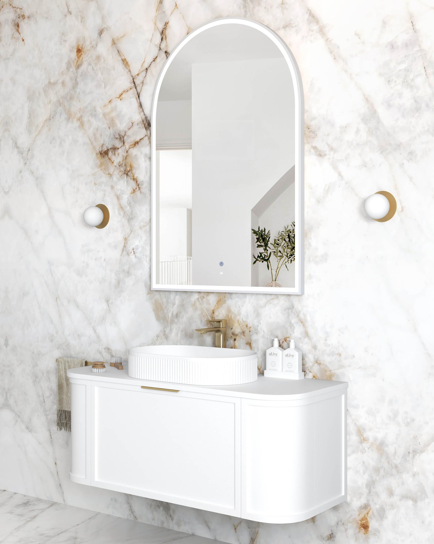 LED Archie 1200x800 White Metal Frame Mirror