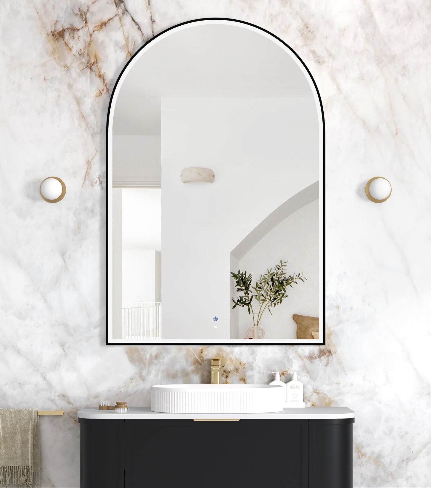 LED Archie 1500x1000 Black Metal Frame Mirror