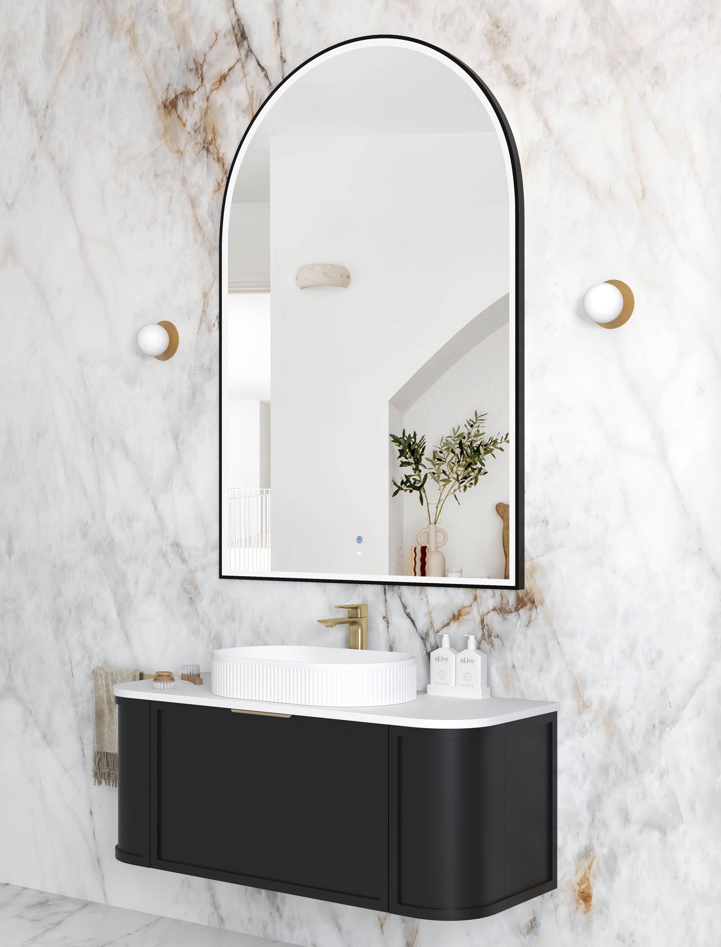 LED Archie 1500x1000 Black Metal Frame Mirror