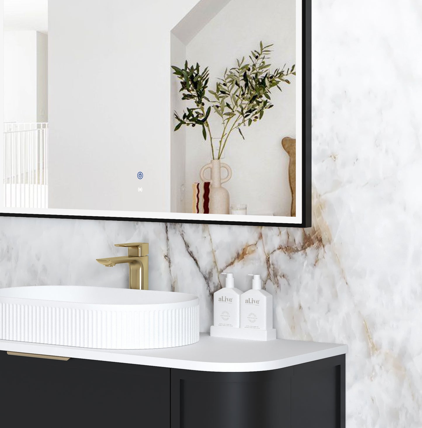 LED Archie 1500x1000 Black Metal Frame Mirror