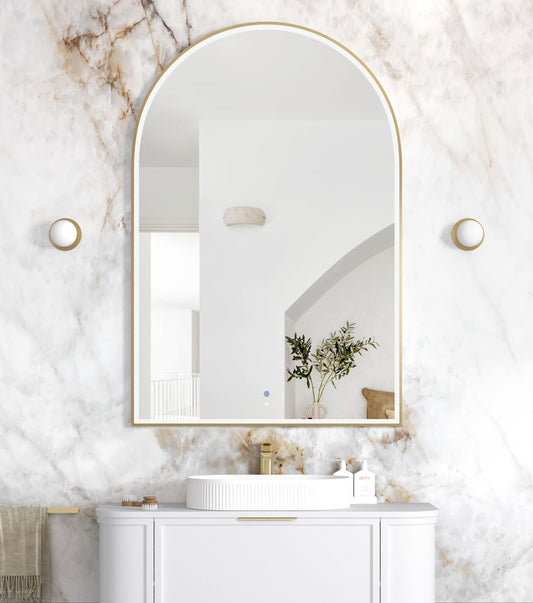 LED Archie 1500x1000 Gold Metal Frame Mirror