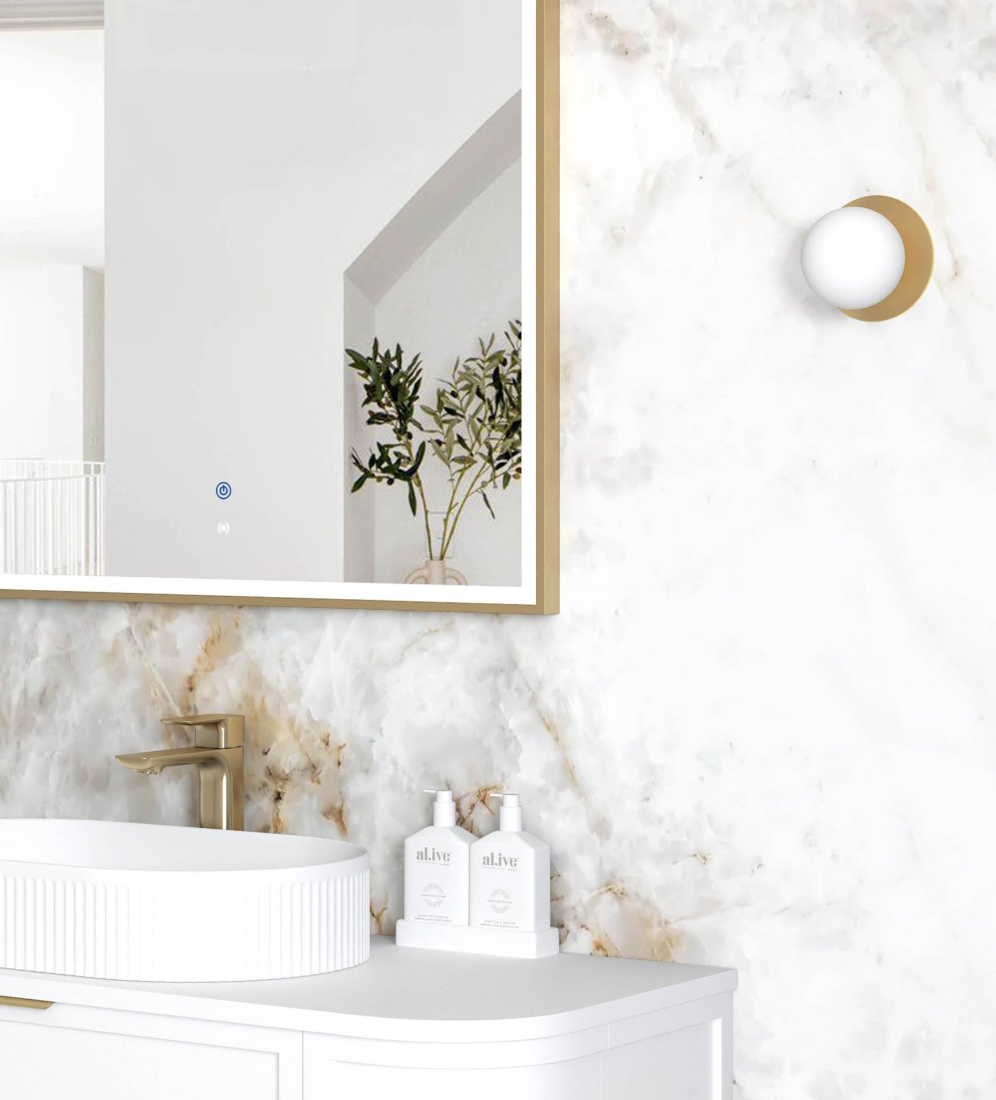 LED Archie 1500x1000 Gold Metal Frame Mirror