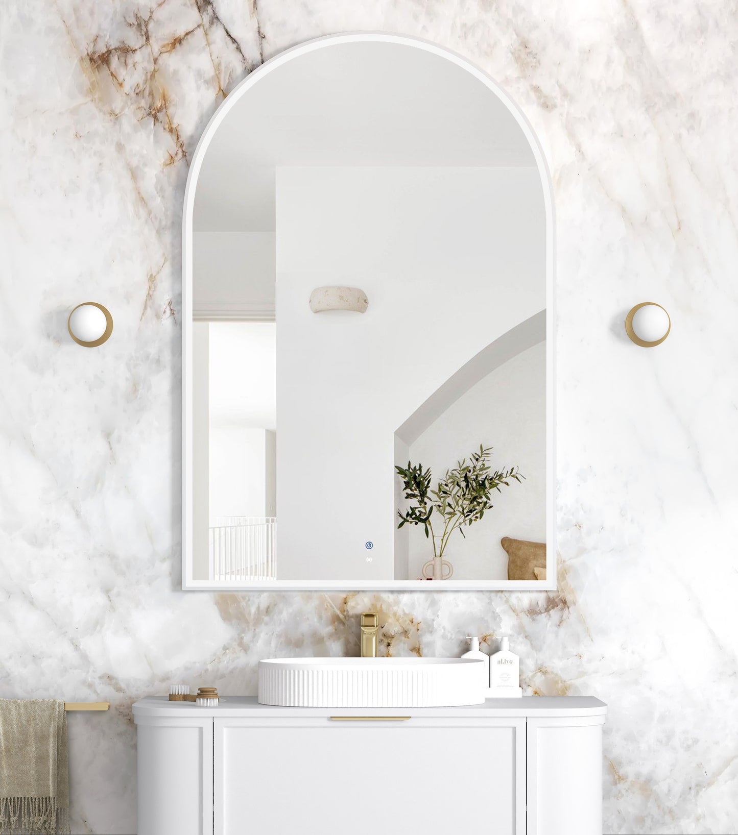 LED Archie 1500x1000 White Metal Frame Mirror