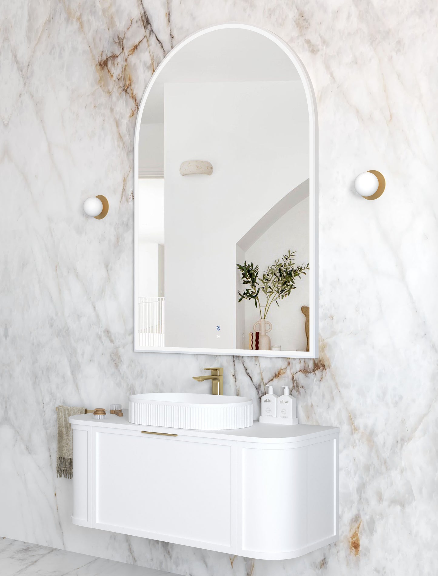 LED Archie 1500x1000 White Metal Frame Mirror