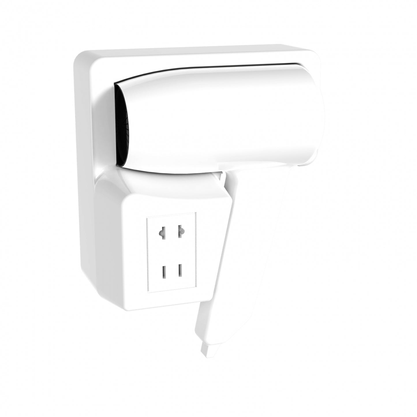 153mm W  Surface Mounted Hair Dryer Dual Heat - 153mm W x 210mm H x 91mm D - White