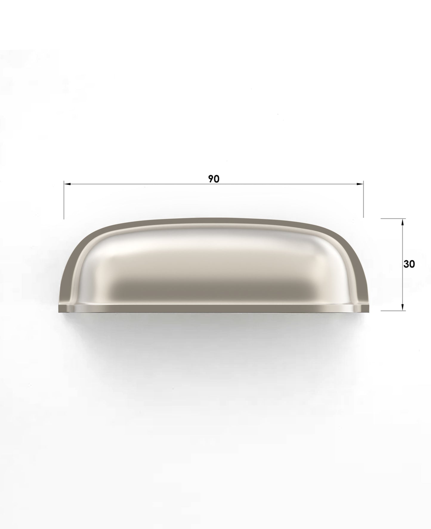 Newport - Brushed Nickel 76/90mm  Handle (76mm Hole to Hole ; 90mm Total Length)