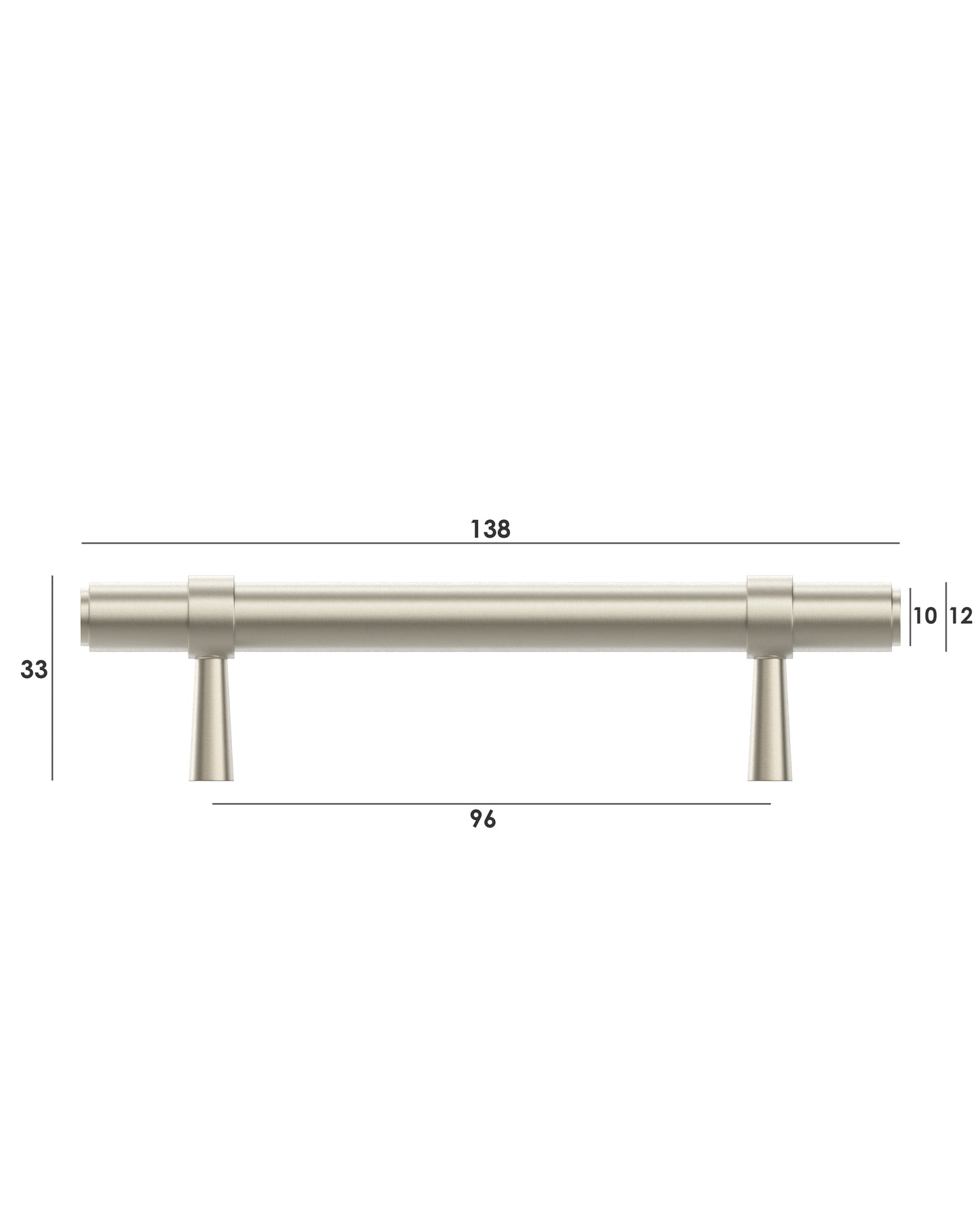 Astor - 96/138mm Brushed Nickel Handle (96mm Hole to Hole ; 138mm Total Length)