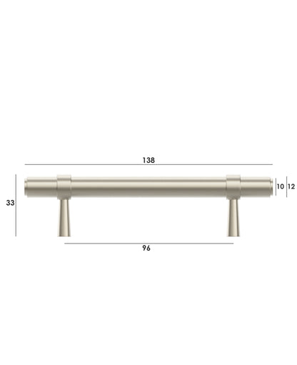 Astor - 96/138mm Brushed Nickel Handle (96mm Hole to Hole ; 138mm Total Length)