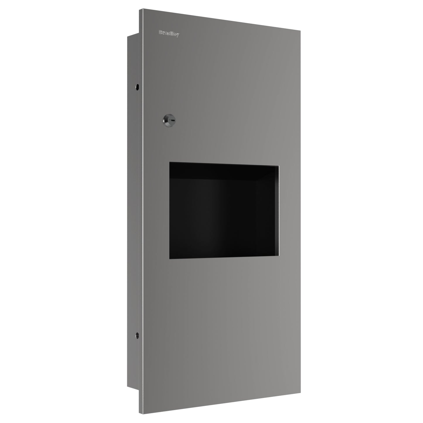 360mm W  Recessed Towel and Waste Receptacle - 360mm W x 718mm H x 108mm D - Satin