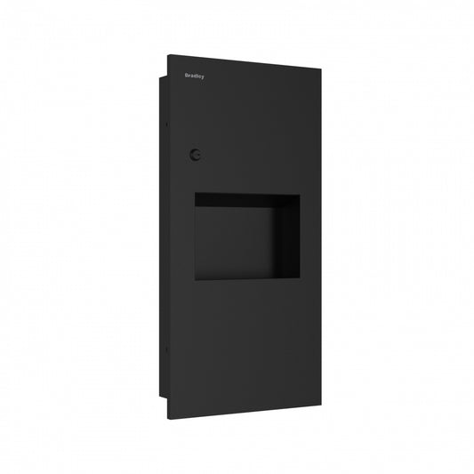 360mm W  Recessed Towel and Waste Receptacle - 360mm W x 718mm H x 108mm D - Matte Black