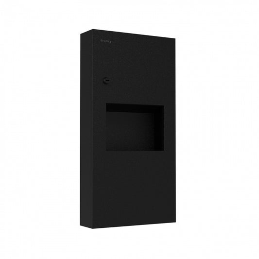 360mm W  Surface Mounted Towel and Waste Receptacle - 360mm W x 718mm H x 108mm D - Matte Black