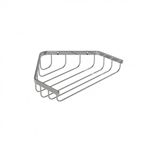 165mm W  Surface Mounted Corner Soap Basket Small - 165mm W x 33mm H x 120mm D - Bright