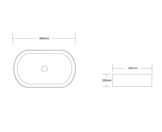Quay Oval 500x340x120 Carbon Grey Basin