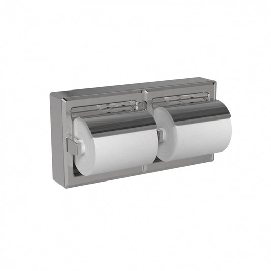 321mmW  Surface Mounted Double Toilet Tissue Dispenser - 321mmW x 162mmH 51mmD - Bright