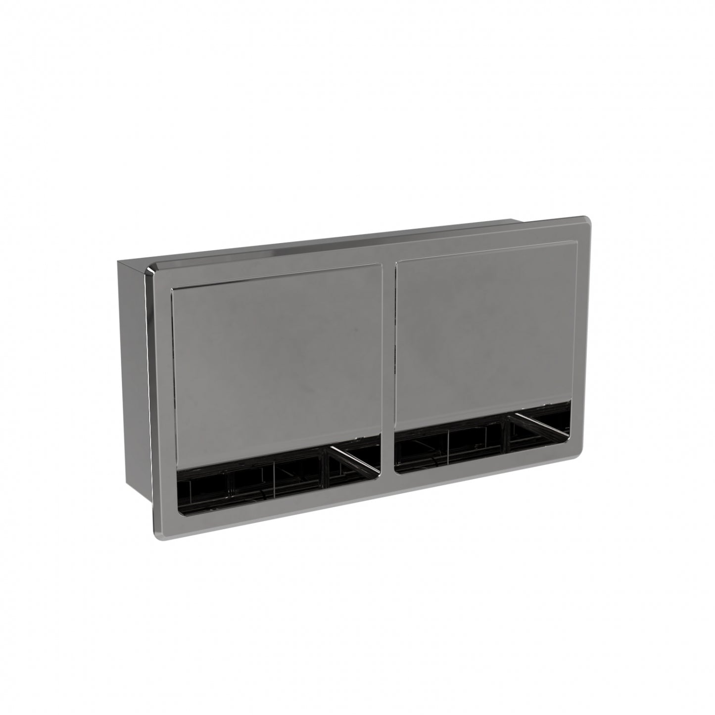 311mm W  Recessed Double Toilet Tissue Dispenser - 311mm W x 165mm H x 76mm D - Bright