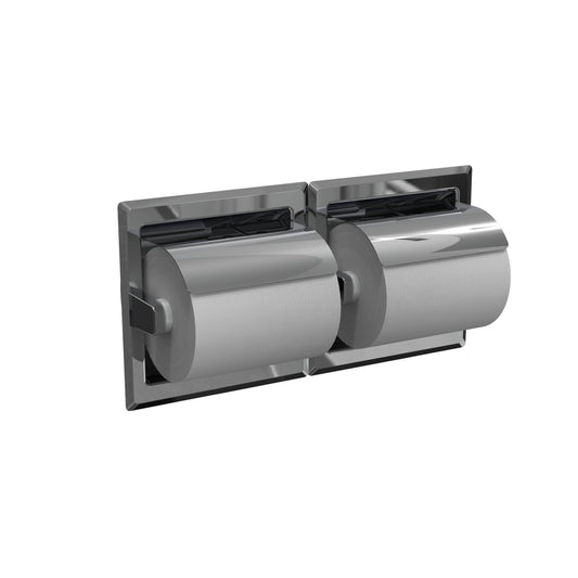 324mmW  Recessed Double Toilet Tissue Dispenser - 324mmW x 162mmH x 51mmD - Bright