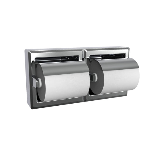 321mmW  Surface Mounted Double Toilet Tissue Dispenser - 321mmW x 162mmH 51mmD - Satin