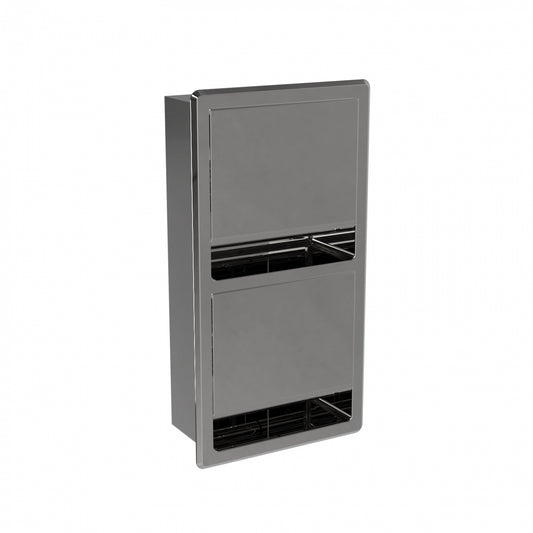 165mm W  Recessed Double Toilet Tissue Dispenser - 165mm W x 311mm H x 76mm D - Bright