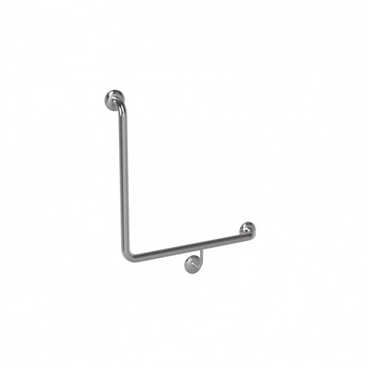 600mm  Surface Mounted 32mm Grab Rail with Smooth Cover plate  90 Degree - 600mm x 600mm - Bright Polished