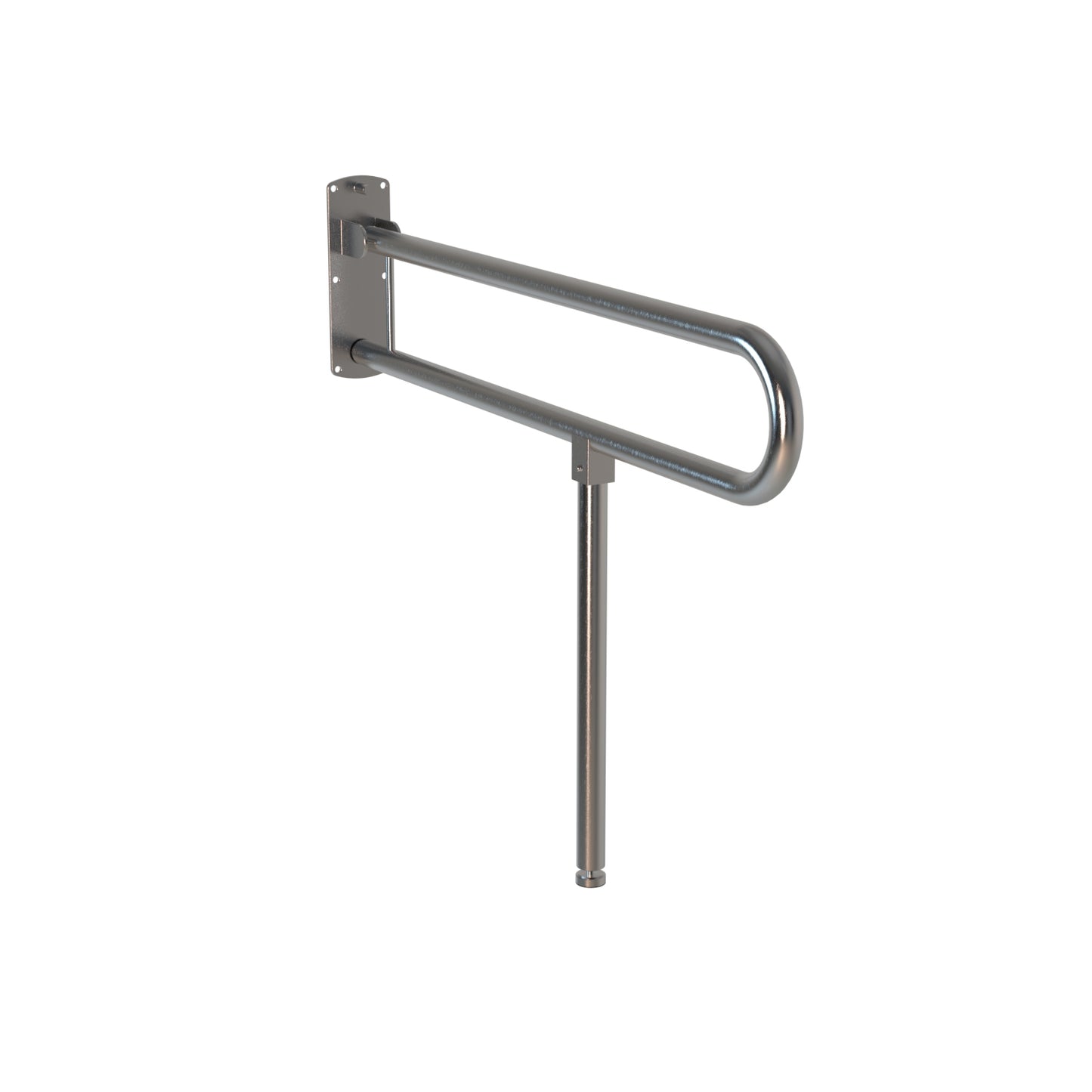 800mm W  Surface Mounted Drop Down Grab Rail  With Support Leg - 800mm W x 300mm H plus leg - Satin