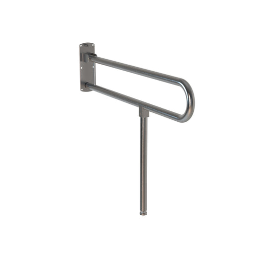 800mm W  Surface Mounted Drop Down Grab Rail  With Support Leg - 800mm W x 300mm H plus leg - Satin