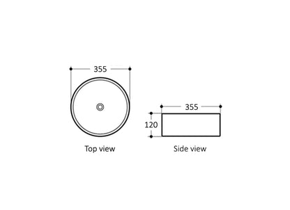 Artis 88 Above Counter Carbon Grey Round Basin No Tap Hole 355x355x120