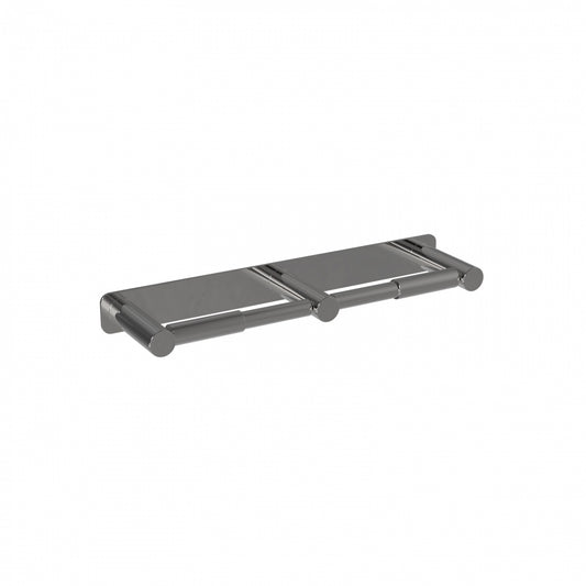 270mm W  Surface Mounted Double Toilet Roll Holder With Backplate - 270mm W x 75mm D - Bright