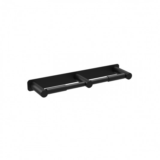 270mm W  Surface Mounted Double Toilet Roll Holder With Backplate - 270mm W x 75mm D - Matte Black