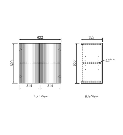 Havana Laundry 630 Sable Walnut Fluted Wall Cabinet