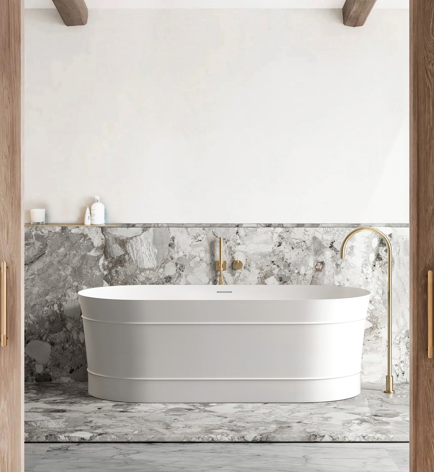 Attica Bondi 1500x800x580 Matte White Freestanding Bath with Overflow.