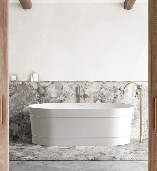 Attica Bondi 1500x800x580 Matte White Freestanding Bath with Overflow.