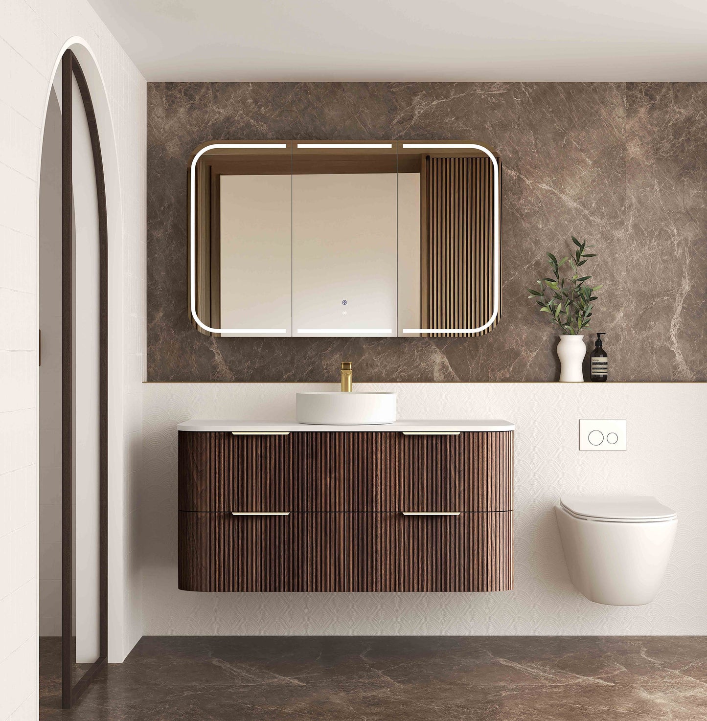 Havana 1200mm Sable Walnut Fluted Fluted Cabinet