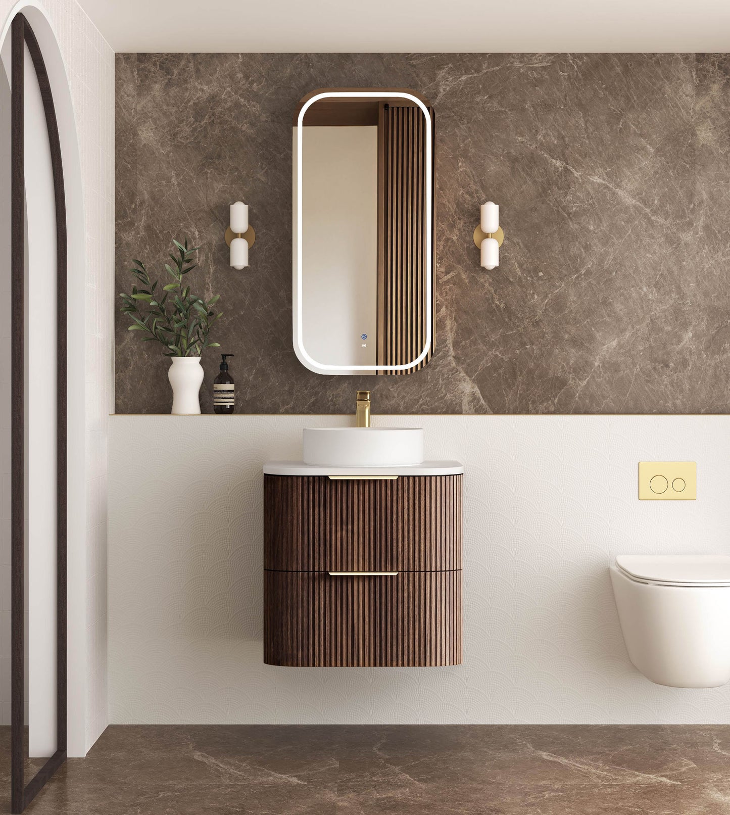 Havana 600mm Sable Walnut Fluted Cabinet