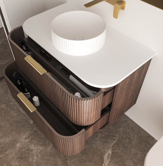 Havana 750mm Sable Walnut Fluted Cabinet