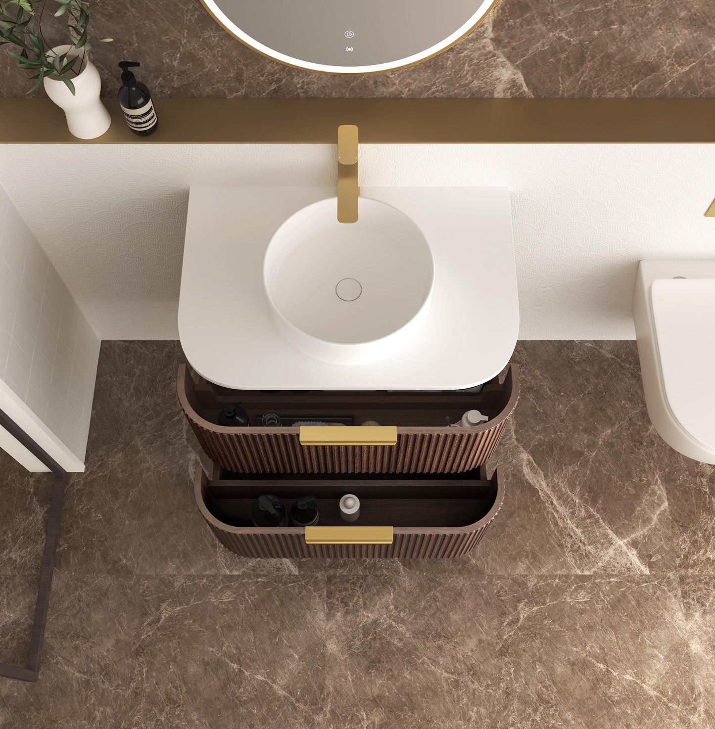 Havana 750mm Sable Walnut Fluted Cabinet