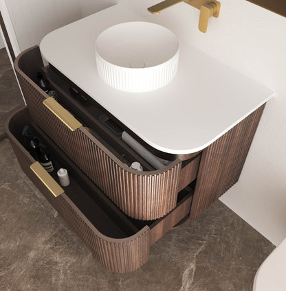 Havana 900mm Sable Walnut Fluted Cabinet